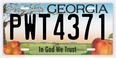 GA license plate PWT4371