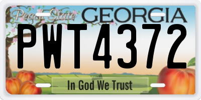 GA license plate PWT4372