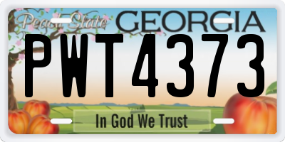 GA license plate PWT4373