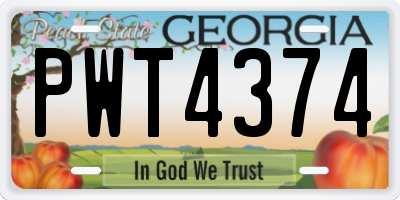 GA license plate PWT4374