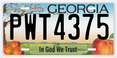 GA license plate PWT4375