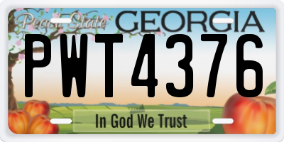 GA license plate PWT4376