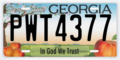 GA license plate PWT4377