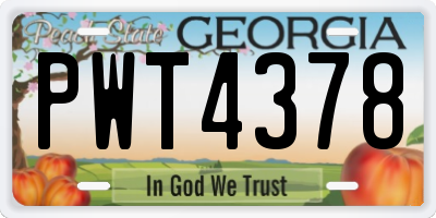 GA license plate PWT4378