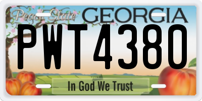 GA license plate PWT4380