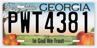 GA license plate PWT4381