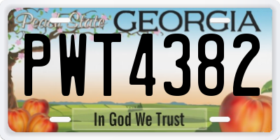 GA license plate PWT4382