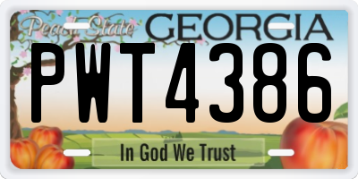 GA license plate PWT4386