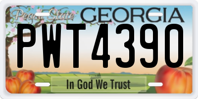 GA license plate PWT4390