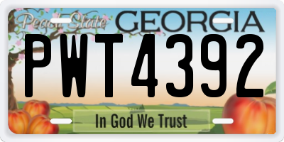 GA license plate PWT4392