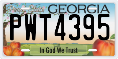 GA license plate PWT4395