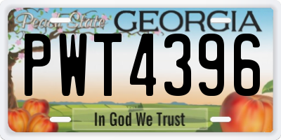 GA license plate PWT4396