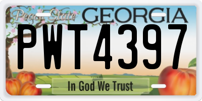 GA license plate PWT4397