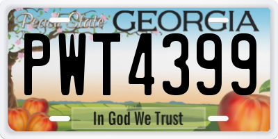 GA license plate PWT4399