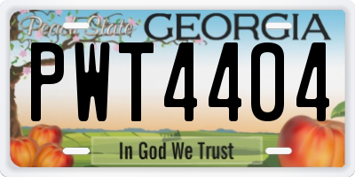 GA license plate PWT4404