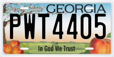 GA license plate PWT4405