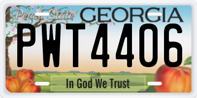 GA license plate PWT4406