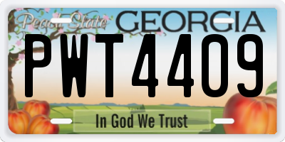 GA license plate PWT4409
