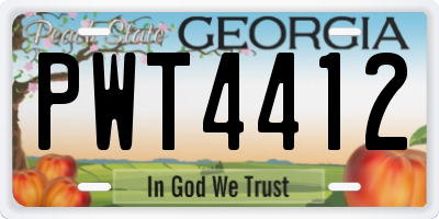 GA license plate PWT4412