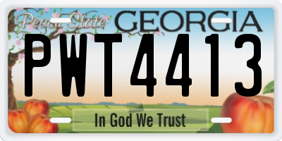 GA license plate PWT4413