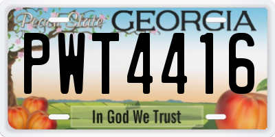 GA license plate PWT4416