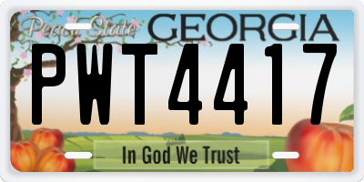 GA license plate PWT4417