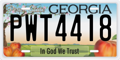 GA license plate PWT4418