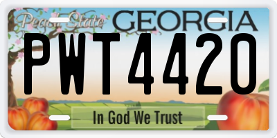 GA license plate PWT4420