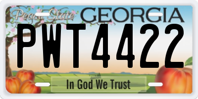 GA license plate PWT4422