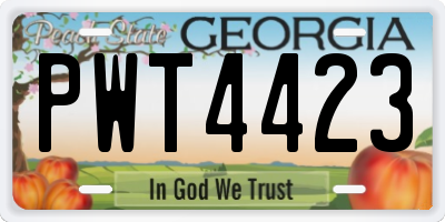 GA license plate PWT4423