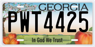 GA license plate PWT4425