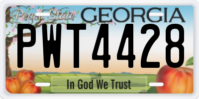 GA license plate PWT4428