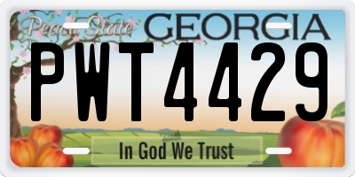 GA license plate PWT4429