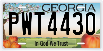 GA license plate PWT4430
