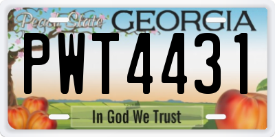 GA license plate PWT4431