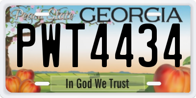 GA license plate PWT4434