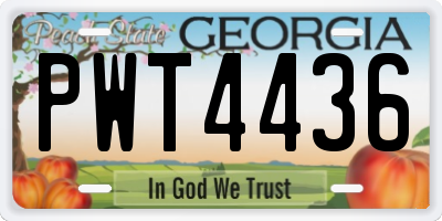 GA license plate PWT4436