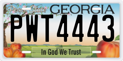 GA license plate PWT4443