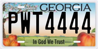 GA license plate PWT4444