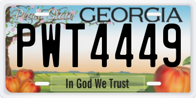 GA license plate PWT4449