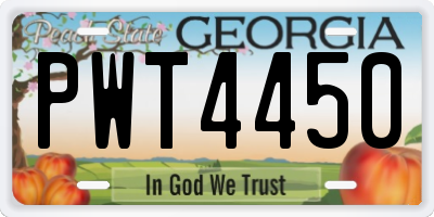 GA license plate PWT4450