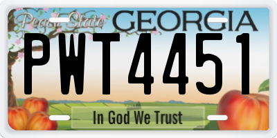 GA license plate PWT4451