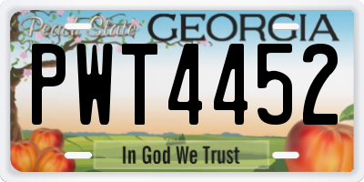 GA license plate PWT4452