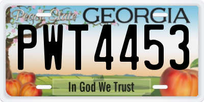 GA license plate PWT4453