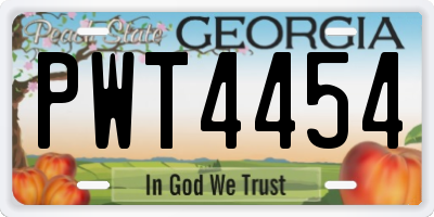 GA license plate PWT4454