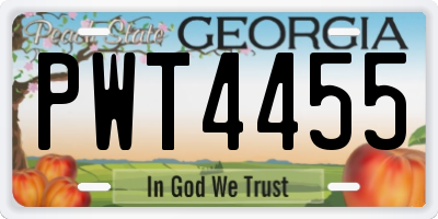 GA license plate PWT4455