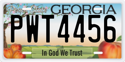 GA license plate PWT4456