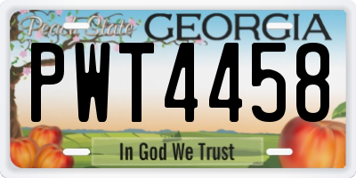 GA license plate PWT4458