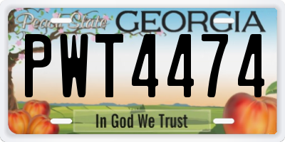 GA license plate PWT4474