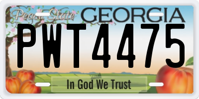 GA license plate PWT4475